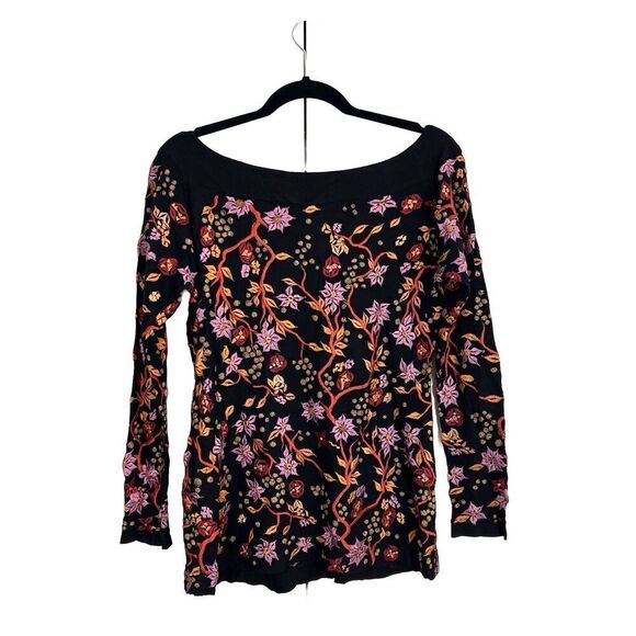 Harari Blouse Women’s Small Multicolor Floral Embroidered Artsy Forest Fairy - Picture 2 of 10